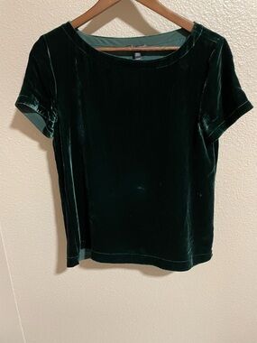 Eileen Fisher Women's Velvet Short Sleeve Top - Dark Green